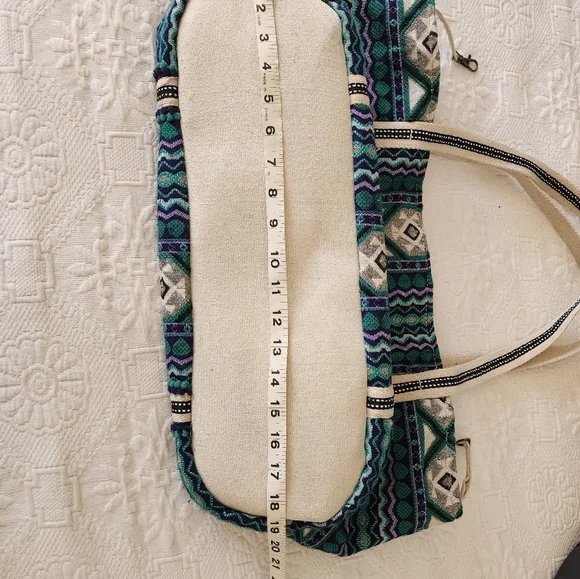 Teal & Lavender Cream Tribal Woven & Embroidered Weekend Travel Bag - Picture 4 of 6
